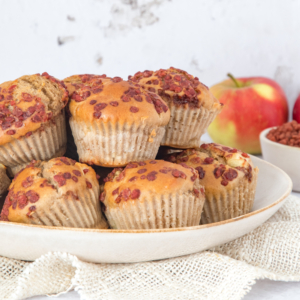 Home made yoghurt muffins with apple