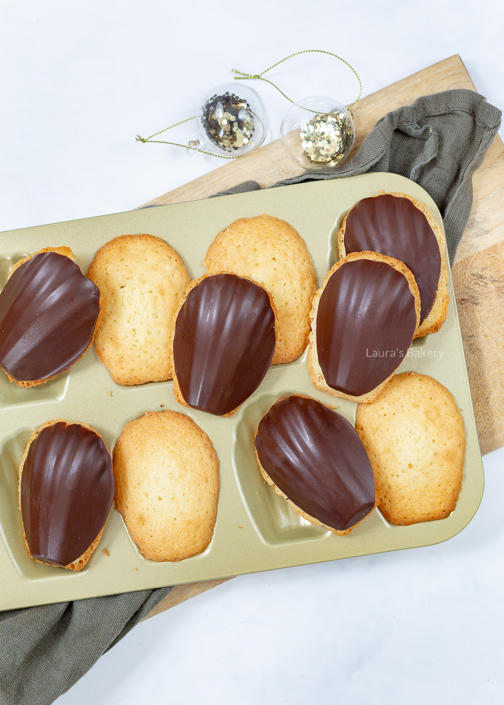 Easy chocolate dipped madeleines recipe