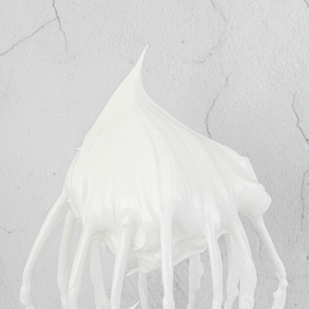 Italian meringue on whisk