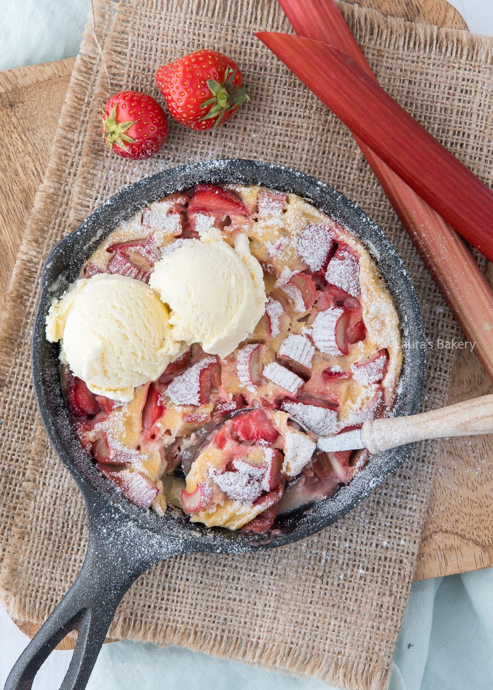 Strawberry rhubarb clafoutis-3