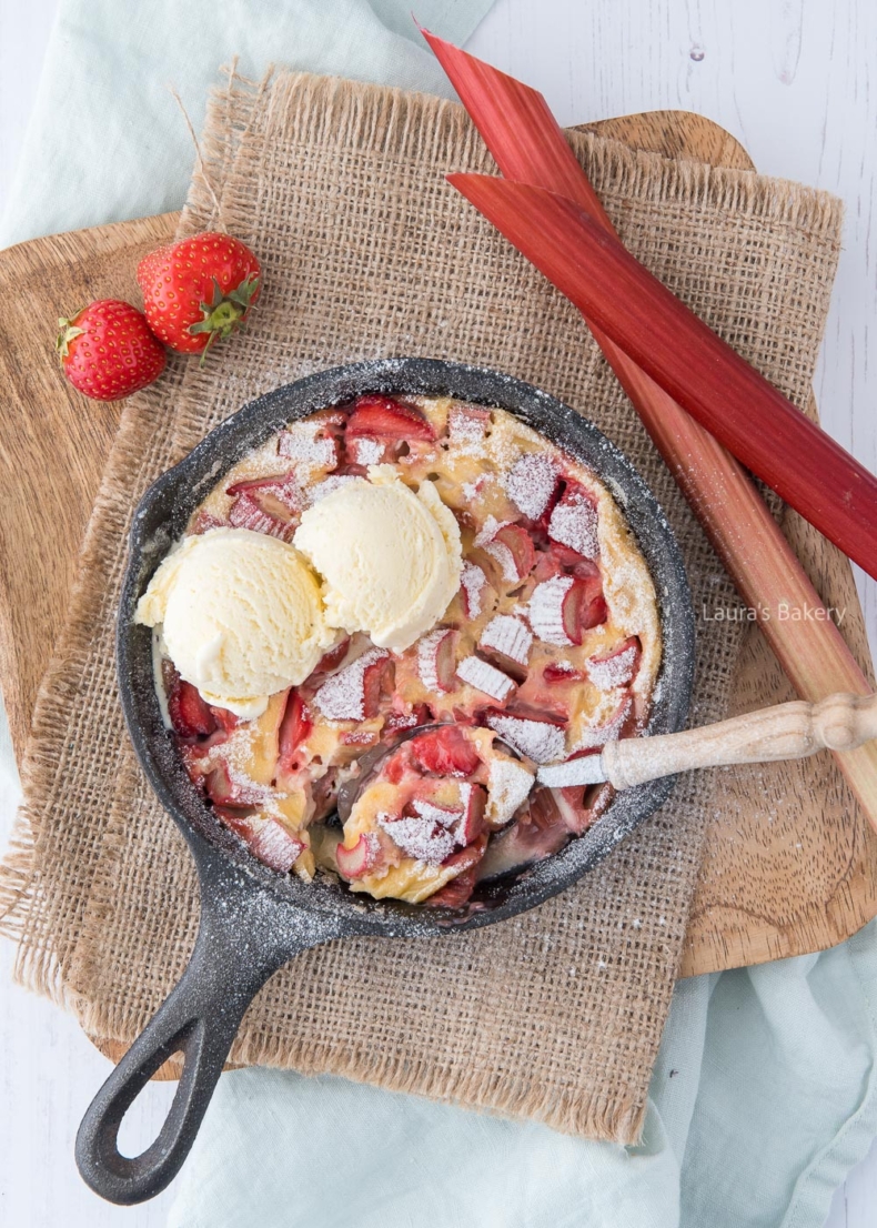 Strawberry rhubarb clafoutis-4