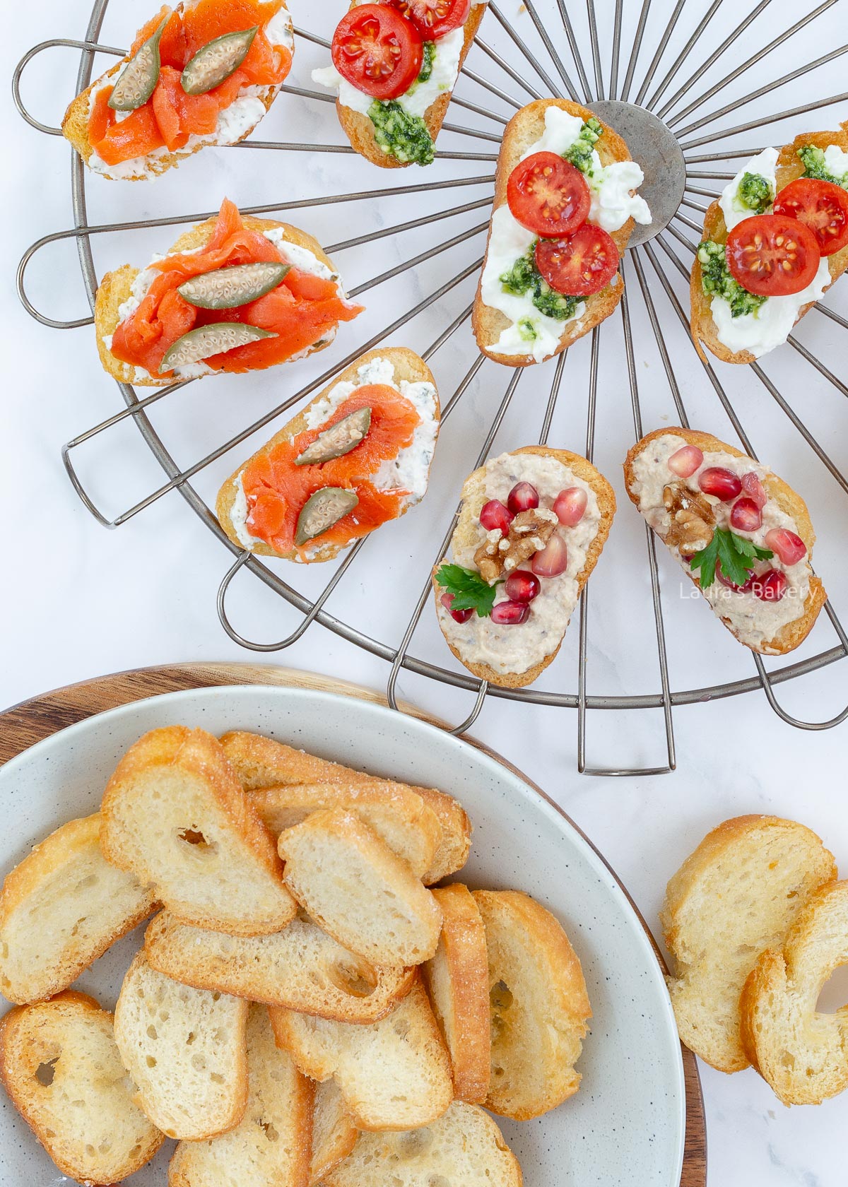 Crostini with various toppings