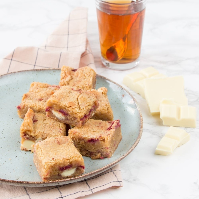 White Chocolate and Raspberry Blondies