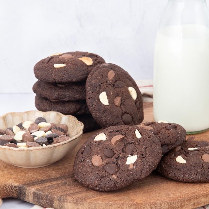 Triple chocolate chip cookies