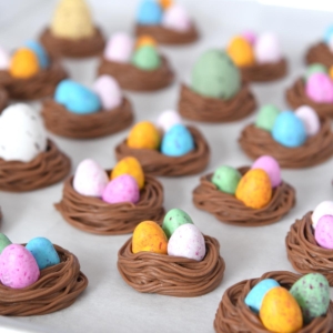 Chocolate easter egg nests