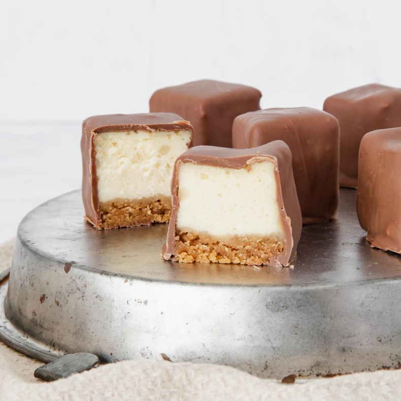 Chocolate Covered Cheesecake Bites