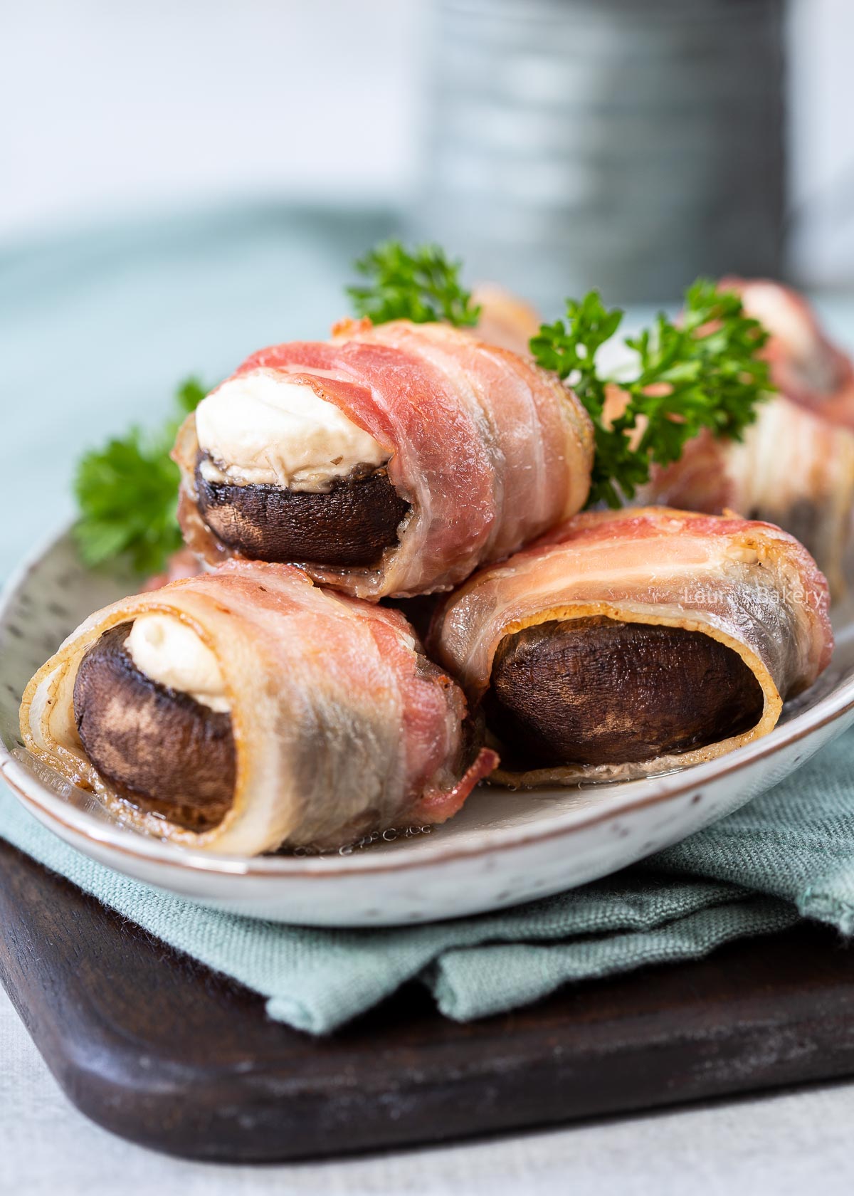 Goat cheese stuffed mushrooms with bacon-1