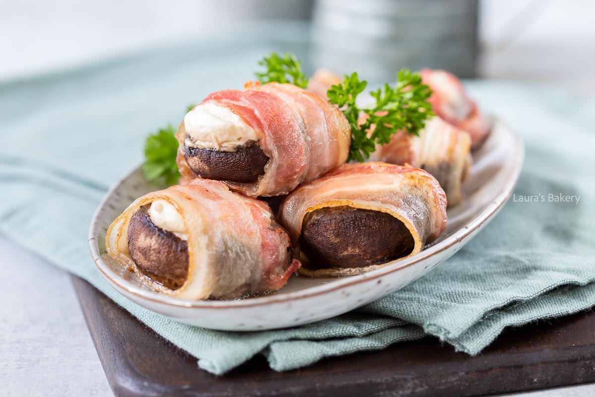 Goat cheese stuffed mushrooms with bacon-3