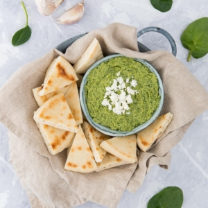 Spinach and feta hummus