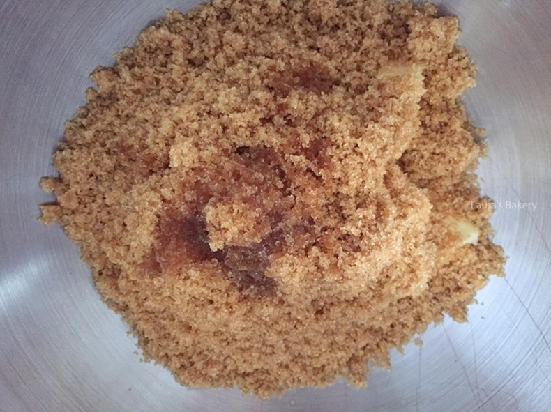 Butter and light brown sugar in a mixing bowl to make the Oreo bundt cake batter.